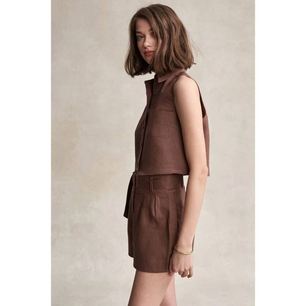 NEW HEVRON katja sleeveless top in chocolate - Picture 3 of 3